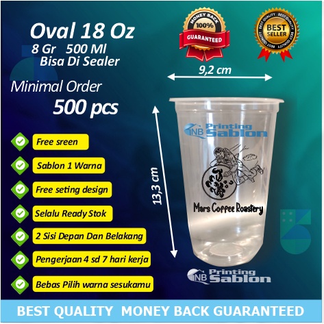 SABLON CUP SABLON CUP OVAL 18 OZ MIN ORDER 500 PCS 1 Warna