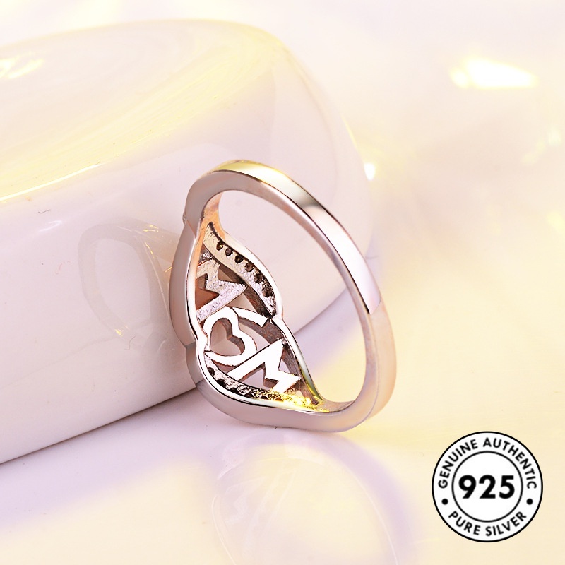 Cincin Berlian Bahan S925 Silver Warna Rose Gold Untuk Ibu Dan Anak