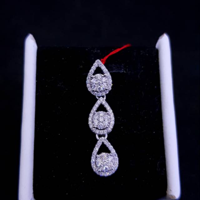 Liontin emas putih full natural berlian eropa asli