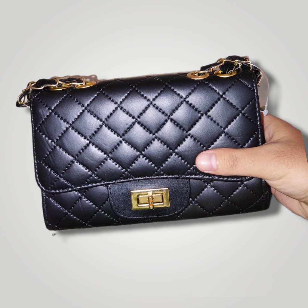 TAS SHOULDER FASHION WANITA PERSEGI PANJANG RANTE KULIT PREMIUM