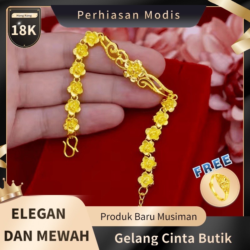 Gelang Wanita Emas Hong Kong Gelang Fashion Emas Murni Hadiah Pernikahan-5