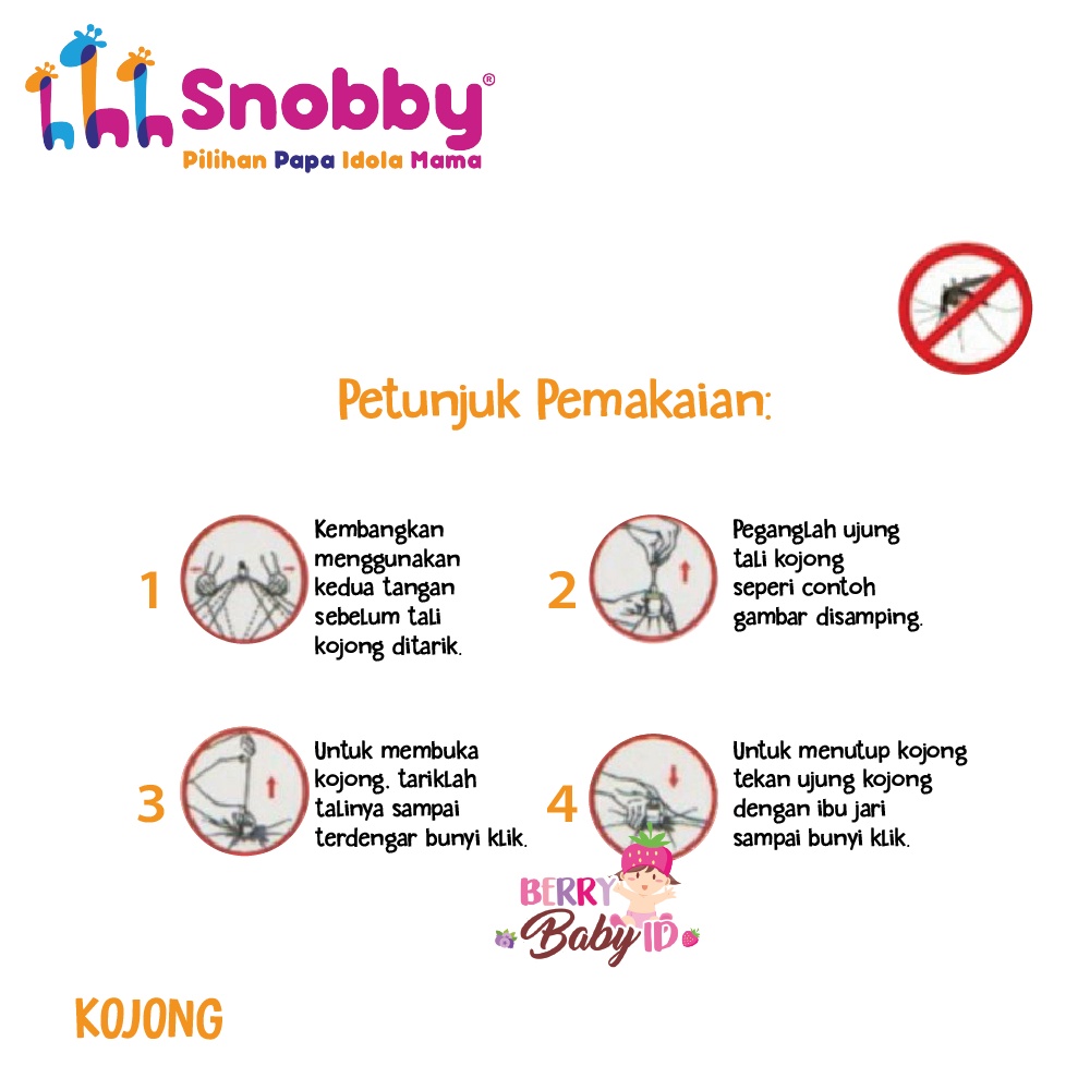 Snobby Kojong Tarik Motif Kelambu Bayi Lipat Anti Nyamuk Mosquito Net Berry Mart