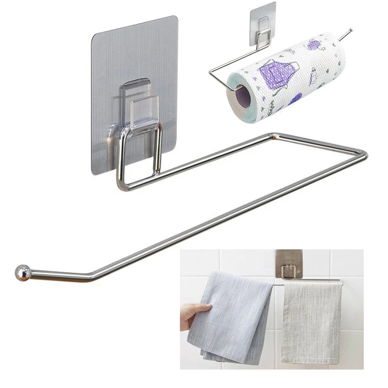 Rak Holder Tisu Gulung Bahan Stainless Steel Dengan Perekat Untuk Kamar Mandi