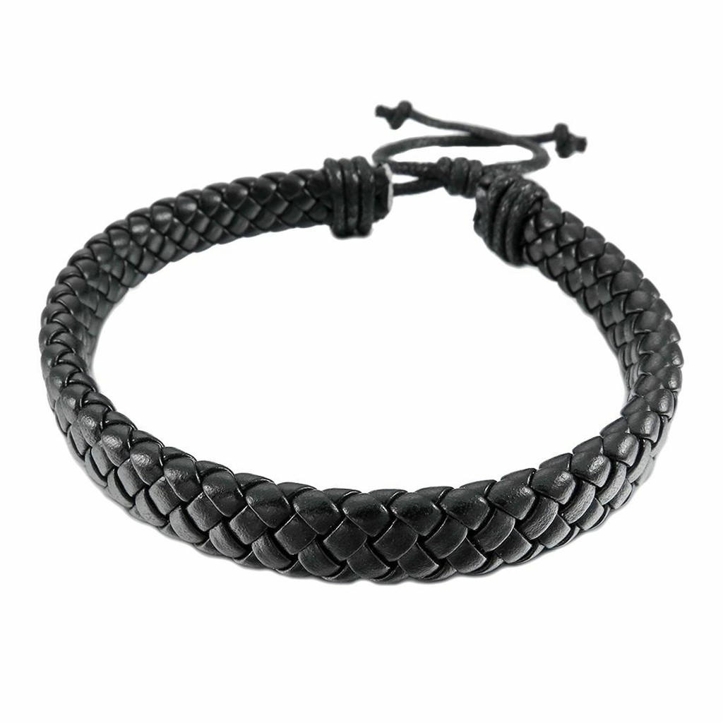 Gelang Kulit Leather Rope Black Kulit Tali Unisex GEM-121