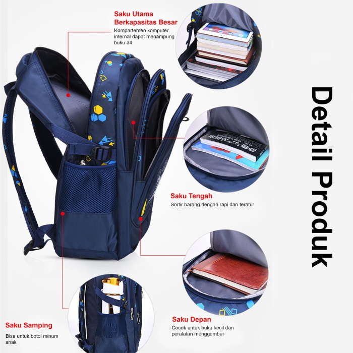 Tas Ransel Backpack Sekolah Anak Perempuan Laki-Laki TK SD Premium