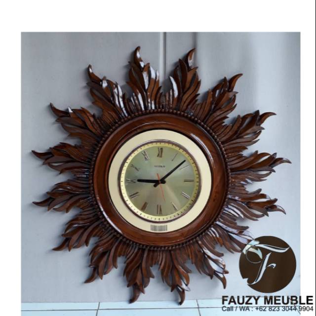 Jam Dinding Ukiran Lidah Api,Jam Dinding Jati Ukiran Jepara