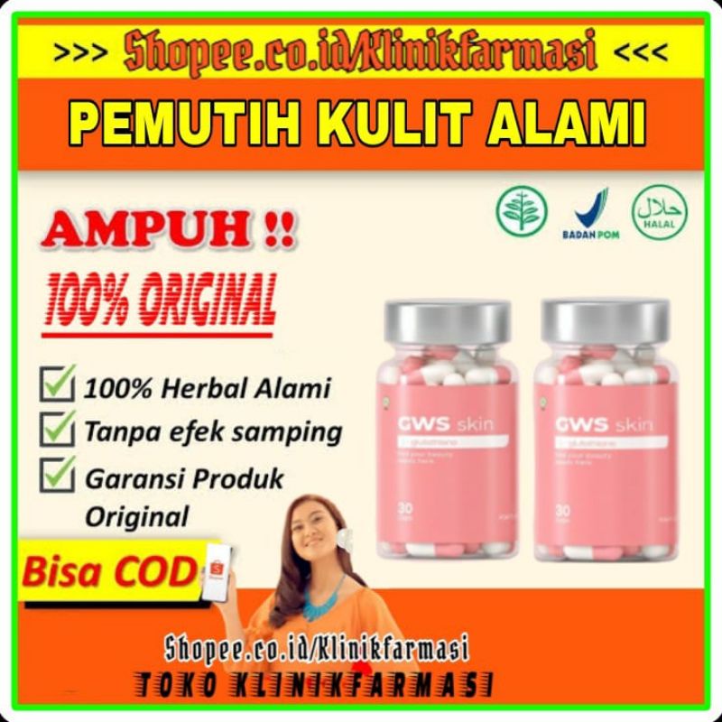GWS Skin Whitening Suplemen Pemutih Kulit Seluruh Tubuh 3X Extra Original Booster - Glutawhite Skin