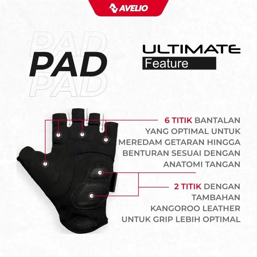 Sarung Tangan Sepeda AVELIO ULTIMATE Gloves Pading Half Finger Bike