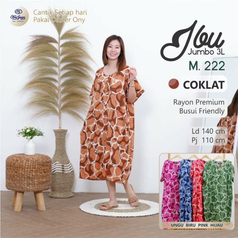 DASTER ONY MODEL IBU SUPER JUMBO 3L BAHAN RAYON PREMIUM/BUSUI/DASTER BATIK IBU KEKINIAN/HARGA MURAH/LD 140 CM /LENGAN PENDEK-M 222