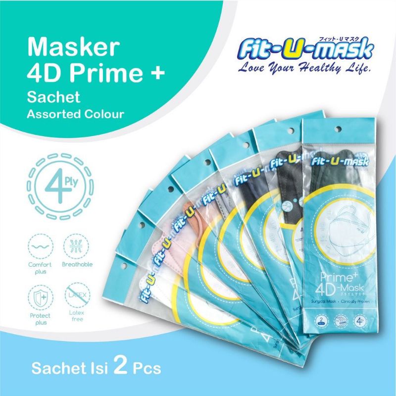 Masker 4 ply Fit-U / Fit-U-Mask 4D prime+ @2pcs / masker medis 4ply