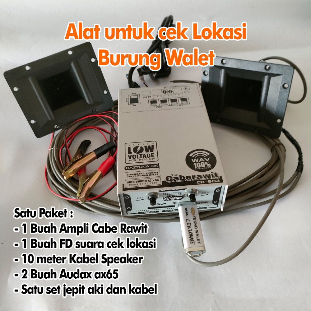 Ampli Cek Lokasi burung Walet satu paket tuiter audax ax65 dan suara cek lokasi walet