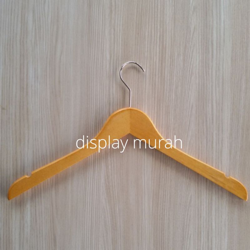 Hanger Kayu Nat Gantungan baju kayu Dewasa/Hanger Kayu Natural Plitur Dewasa Bisa Custom Logo Grafir Laser - BH