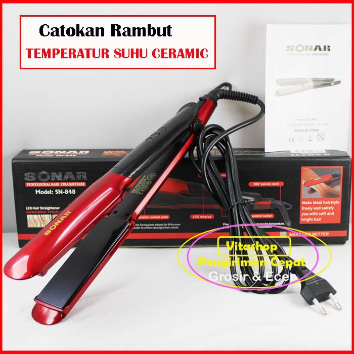 Catokan Rambut Sonar SN-848 Catok Keramik Tempereatur Suhu Premium Ori