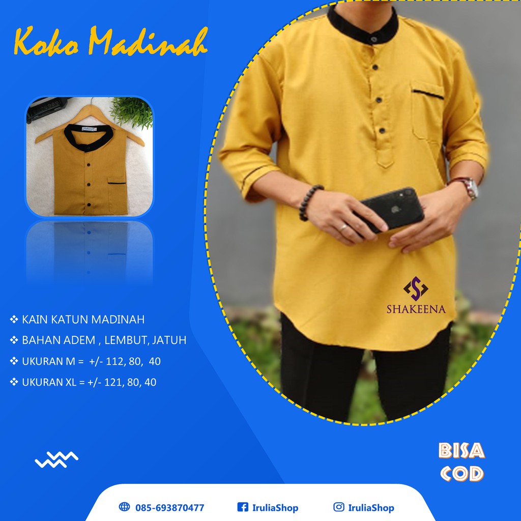 Koko pakistan katun madinah / fashion muslim pria / baju koko pria terbaru