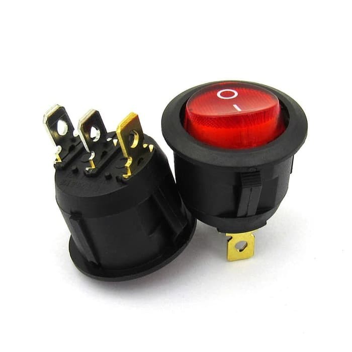 Saklar Switch Bulat 3 pin (on-off) dengan lampu indikator