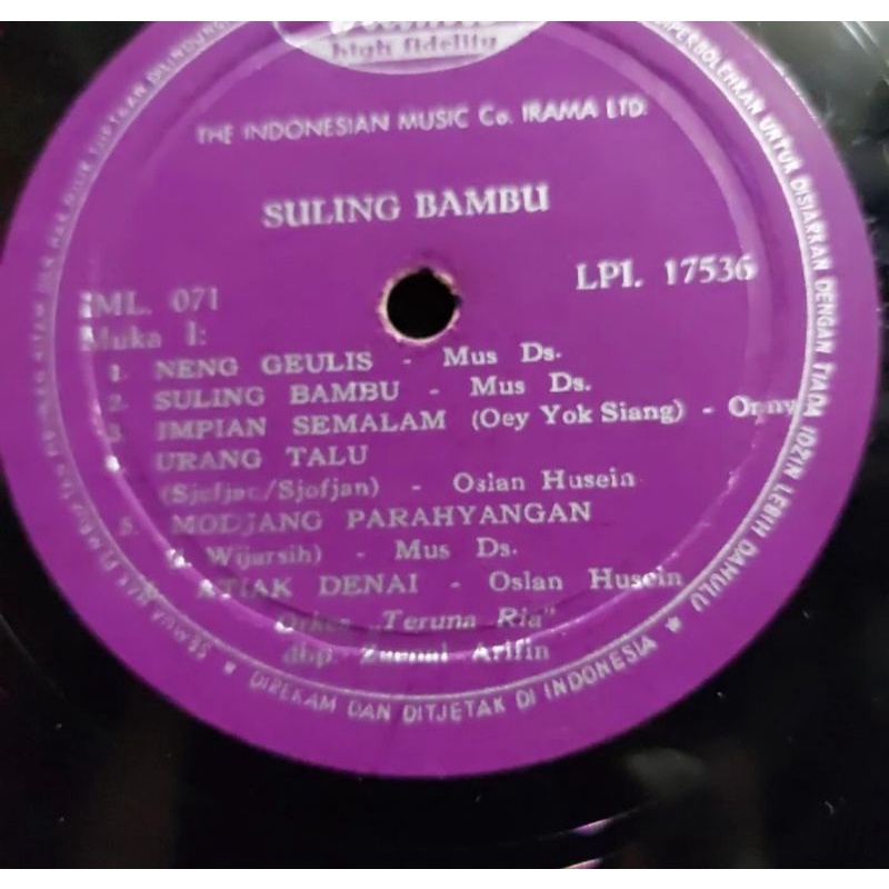 Vinyl Piringan Hitam 12&quot; Suling Bambu