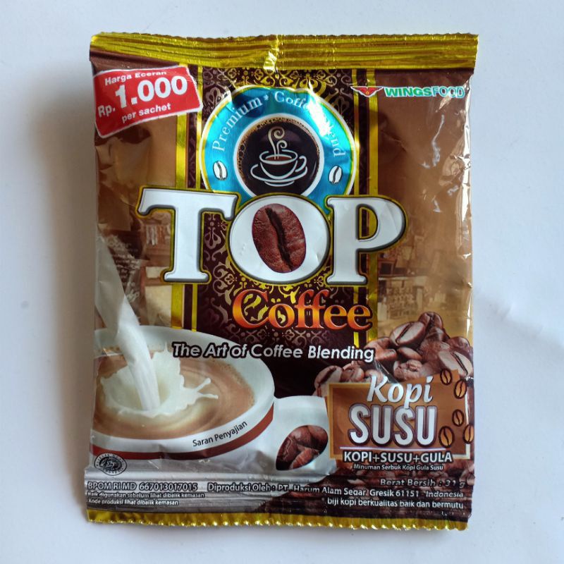 

Top coffee top kopi susu gula 12 sachet