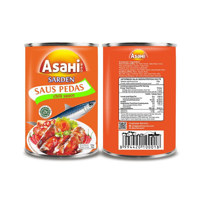 

AsaHi sarden saus pedas,saus tomat 155g