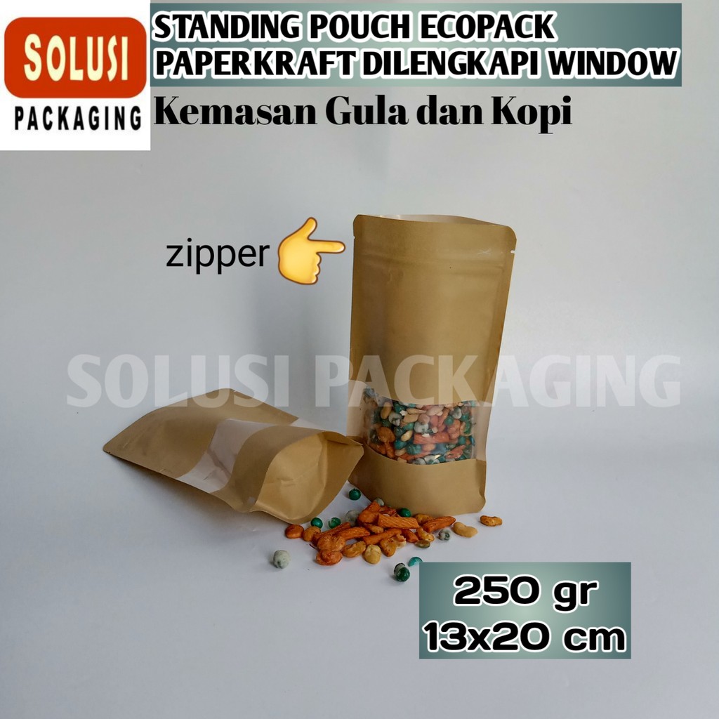Standing Pouch ECOPACK Window 250gr KPACK Kemasan Plastik Klip Ziplock