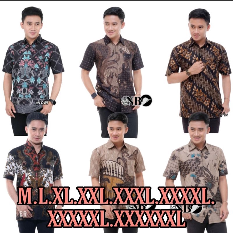 M, L, XL, XXL, XXXL, XXXXL, XXXXXL HEM KEMEJA BATIK PRIA LENGAN PENDEK TERVIRAL JUMBO BATIK ORIGINAL