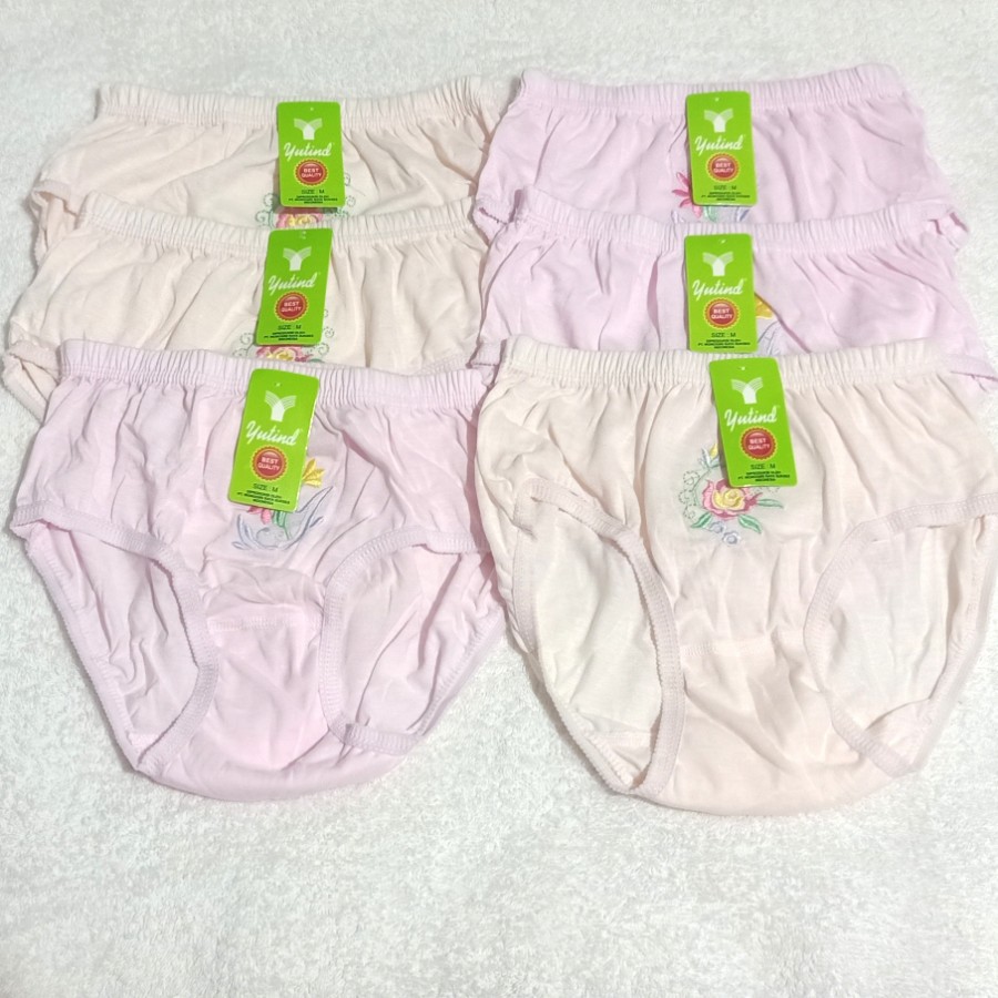 6 Pcs Celana Dalam Wanita Yutind Motif Bunga Bordir CD Underwear