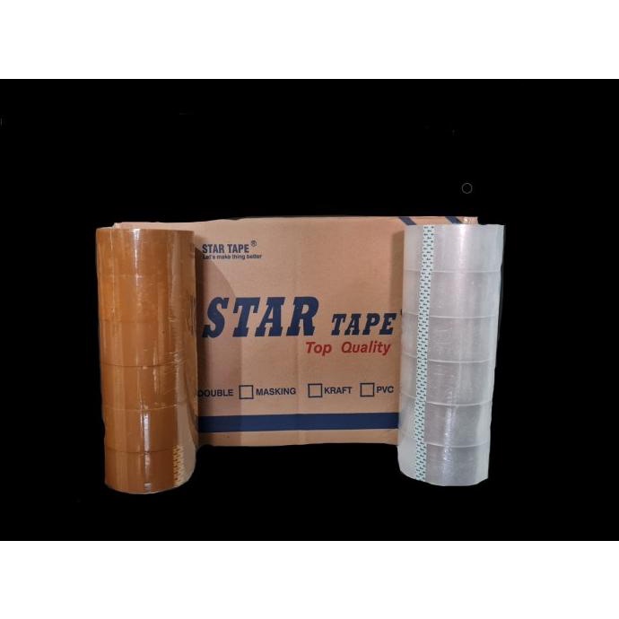 

*#*#*#*#] Isolasi / lakban / Selotip Bening Coklat 45 mm x 90 Yard DOS 72 Roll