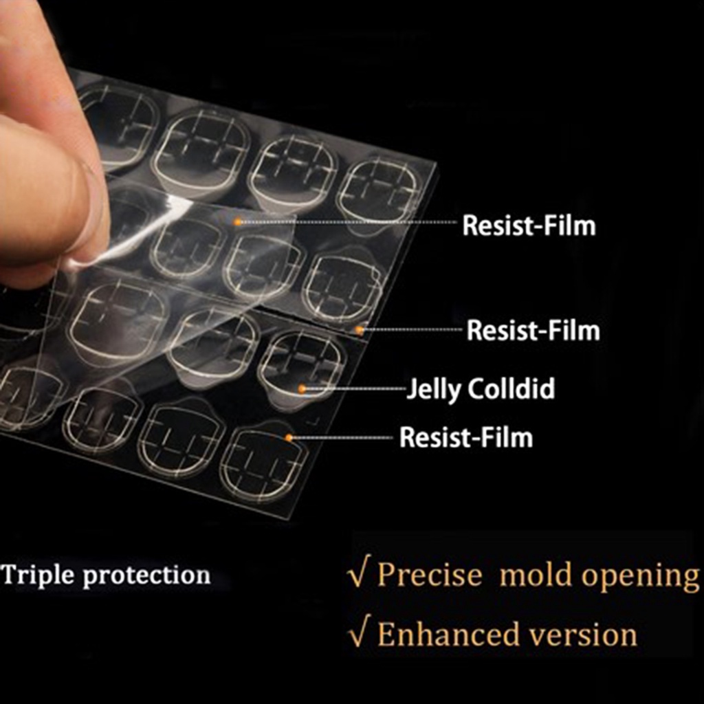 10 Lembar / 240 Stiker Lem Perekat Kuku Jelly Dua Sisi Tahan Air Transparan Untuk Manicure