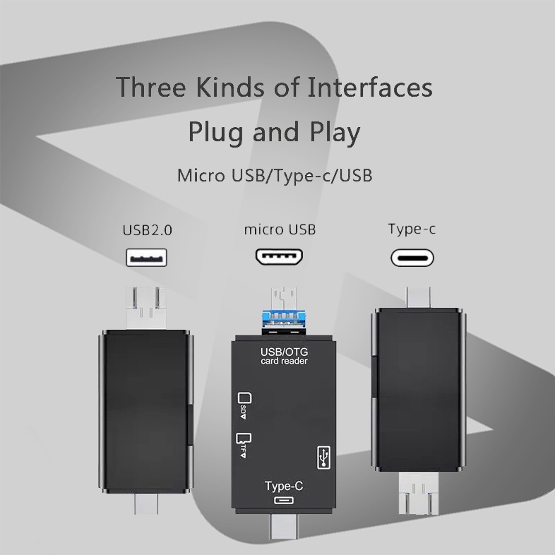 OTG Card Reader 6 In 1 Type C Micro USB With Pendrive