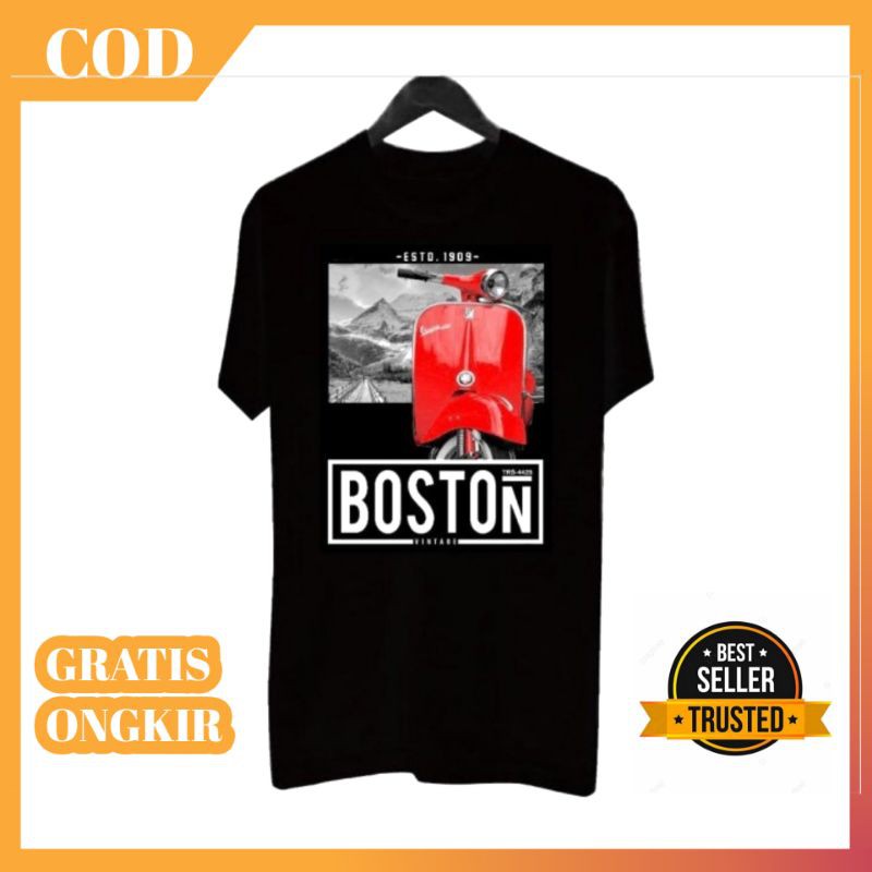 Kaos Distro Cowok Original BF041  T-Shirt Pria Vespa - Hitam L