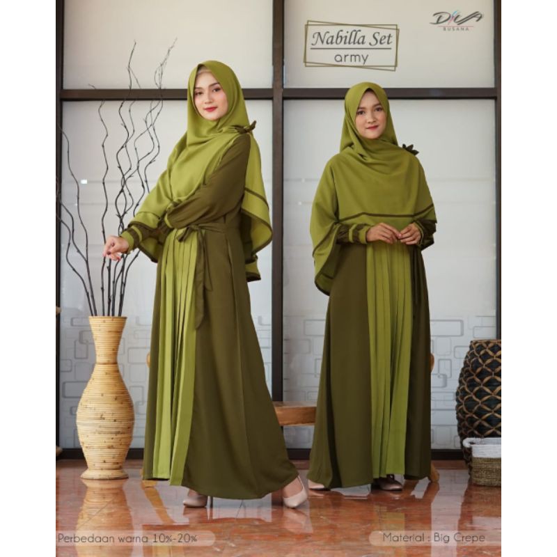 NABILA GAMIS SET BY DIVA BUSANA Gamis Syari + Khimar Busui Frendly