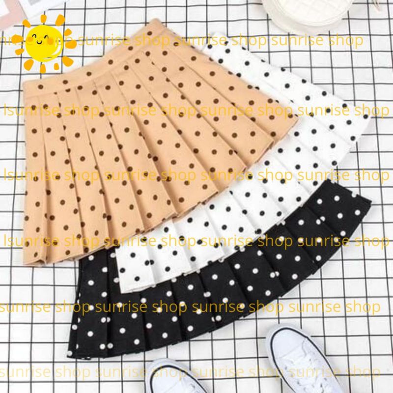 ROK MINI KOREA POLKADOT MINI SKIRT FLARE SKIRT ROK TENIS MINI ROK MURID KOREA
