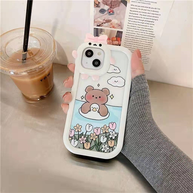 Soft Case TPU Transparan Motif Monster Bear Untuk Compatible for iPhone 14 13 12 11 Pro Max X Xr Xs Max 8 7 6 6s Plus Monster Lens Protector Phone Case Bear Clear Silicone Anti-Scratch Soft Case Shockproof Soft TPU Back Cover