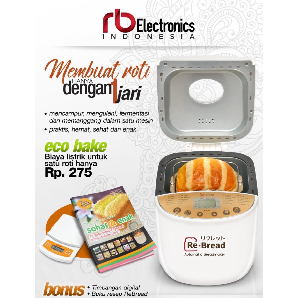 Re-Bread RB250 Gold / Breadmaker Otomatis / Mesin Roti Breadmaker