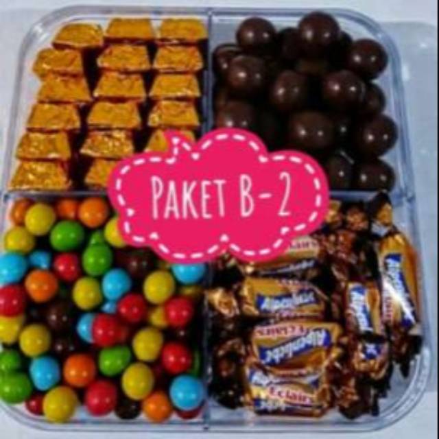 

Cokelat Mania 4 Sekat Coklat koin campur alpenliebel dan coklat L'agie