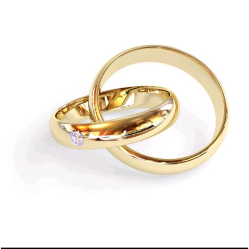 Cincin Kawin Polos Dapat 2 Pcs Berlapis Emas 24K Warna Gold MATA SATU