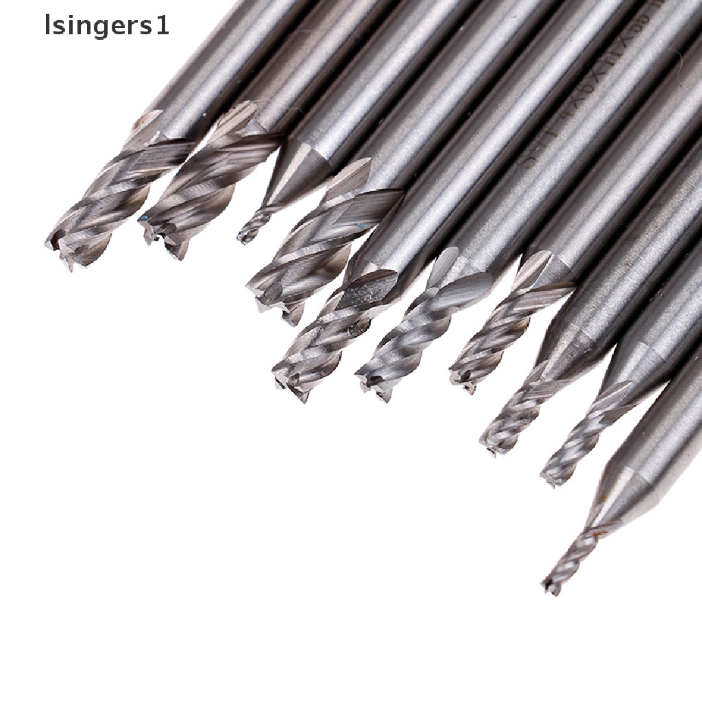 (lsingers1) 10pcs Mata Bor Shank Lurus 4 Flue End Mill CNC 1.5-6mm Bahan HSS