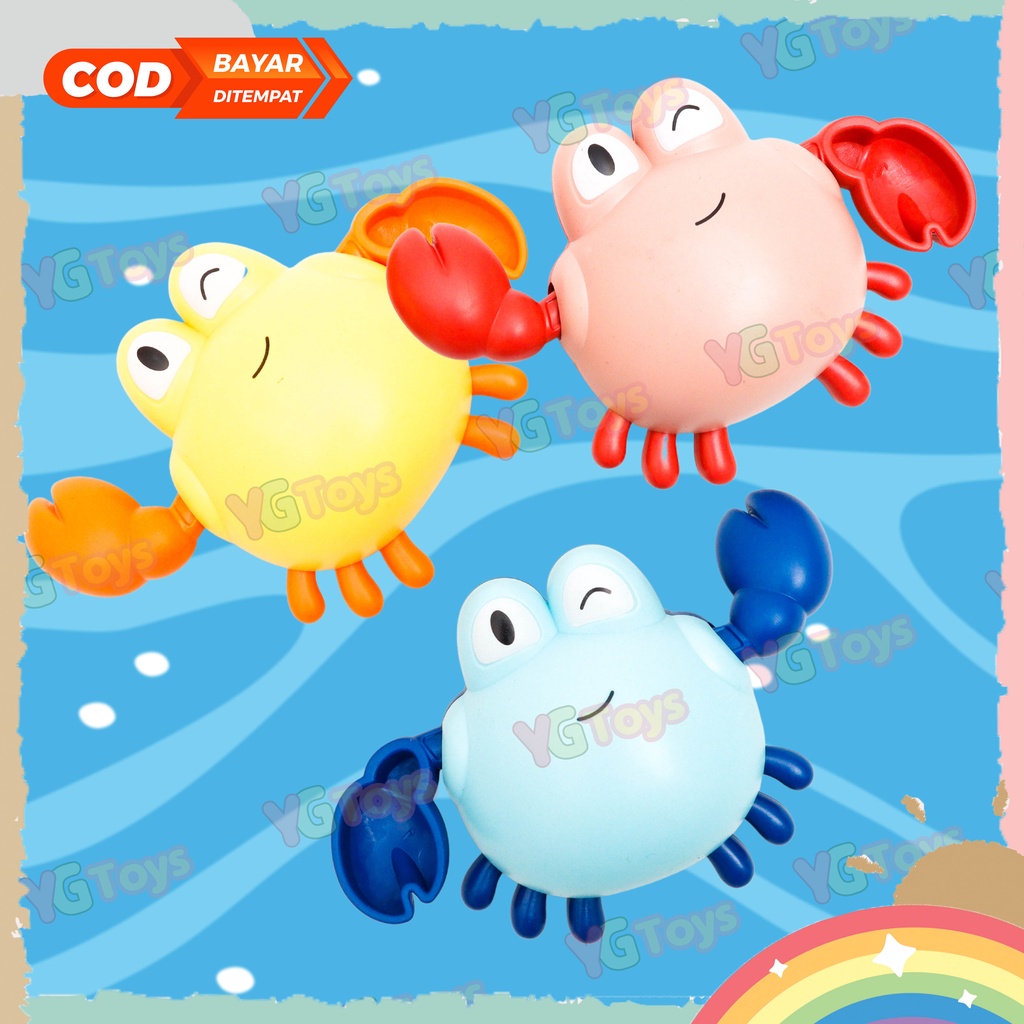 YGtoys Mainan Mandi Anak Bayi Kepiting Renang Kura Kura Binatang Hewan Berenang Mainan Kolam Bak Mandi Lucu Wind Up Toys