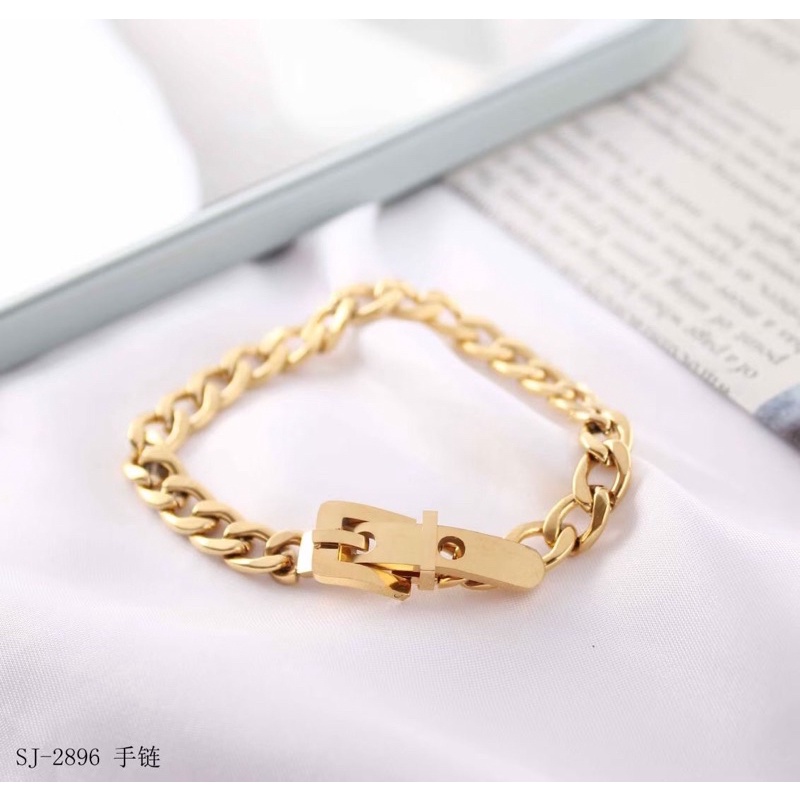 Gelang Rantai Fashion Korea Model Belt Bahan Titanium