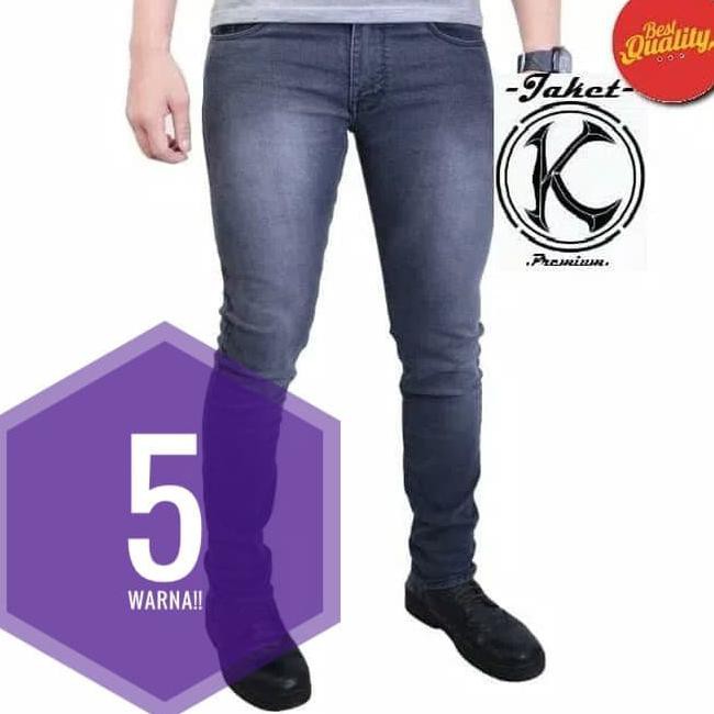 Uut7 Jeans / Celana Jeans Celana Levis Celana Jeans Slim Fit Abu-Abu Tua - Abu-Abu, M Ehcf