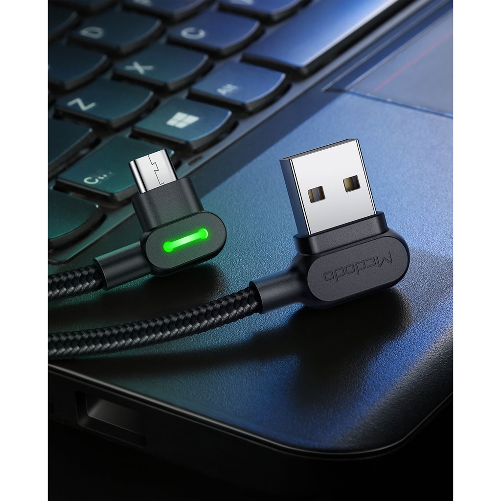 Kabel Data Micro USB McDodo Cable Elbow Gaming 2A 3m Fast Charging