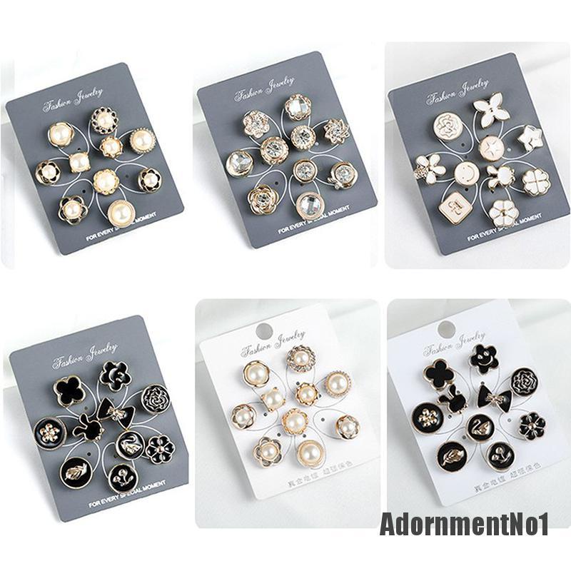 (Adornmentno1) 10pcs / Set Bros / Pin Aneka Desain Hias Mutiara Praktis Anti Silau Untuk Aksesoris Pakaian