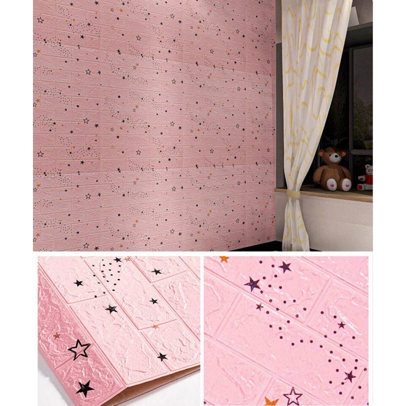 HL0202 Wallpaper Dinding 3D Foam Interior Motif Bintang Love Sticker S1119
