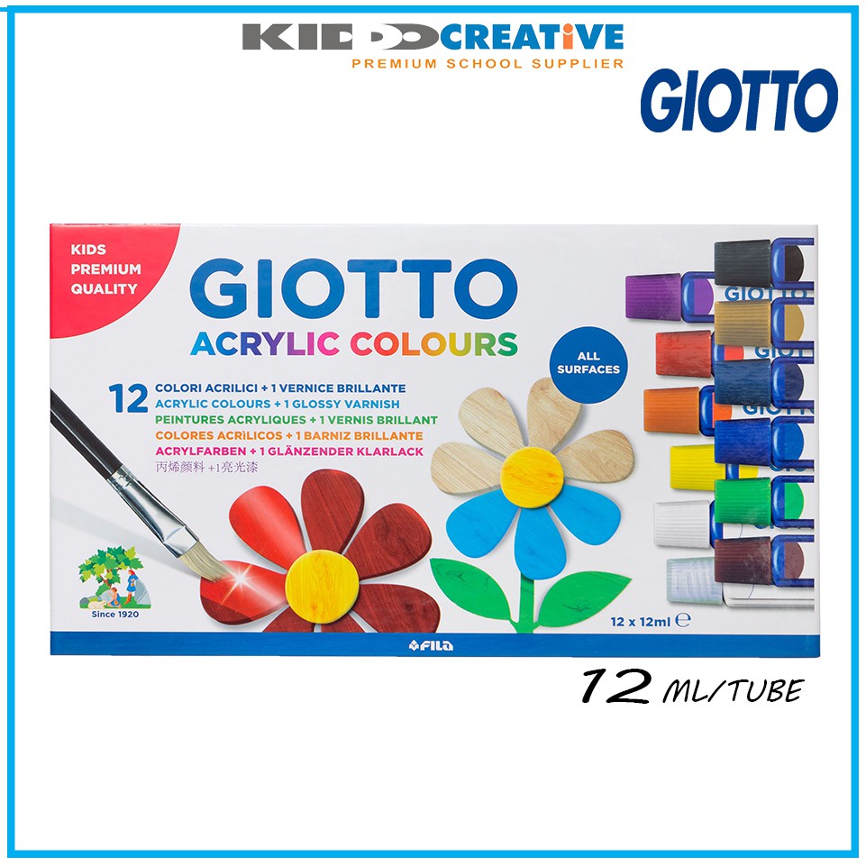 

GIOTTO ACRYLIC COLOURS 12 PCS