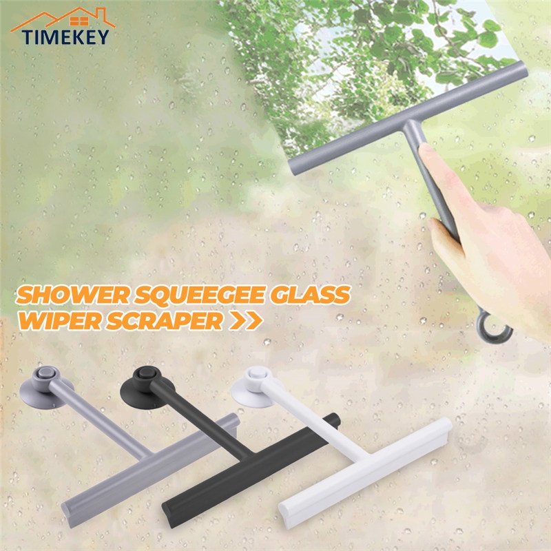 TK Shower Squeegee Scraper Glass Wiper Mirror Cleaner with Sucktion Cup Bathroom Silicone Cleaning Tool with Handle