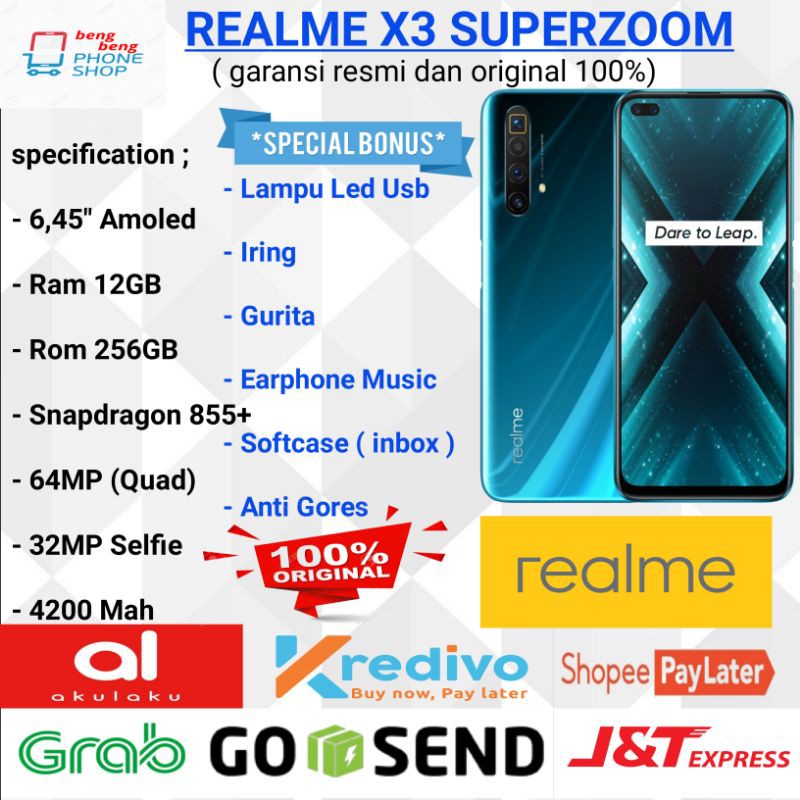 REALME X3 SUPERZOOM NFC RAM 12GB 256GB GARANSI RESMI - BONUS