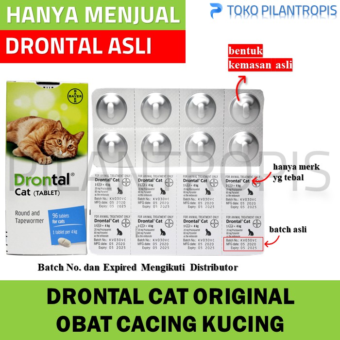 DRONTAL OBAT CACING KUCING ADULT CAT KITTEN TABLET MURAH ORIGINAL AMPUH