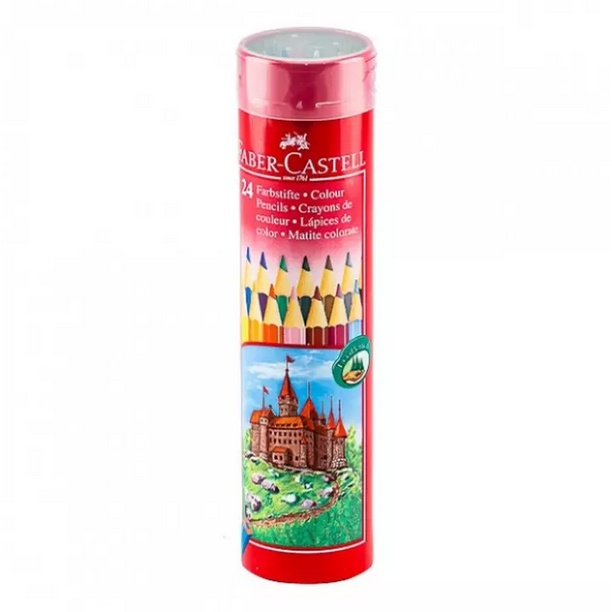FABER-CASTELL Pensil Warna 24 L Classic Tin Round Kaleng
