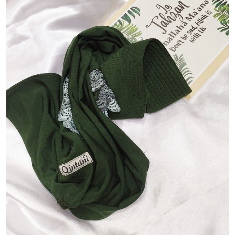 BERGO ZEENA QINTANI HIJAB BERGO ZARA RENDA WAHYU BU SHAFIRA HIJAB INSTAN RENDA BERGO POLOS JERSEY SUPER PREMIUM KERUDUNG ZIPPER-Army [ZEENA]