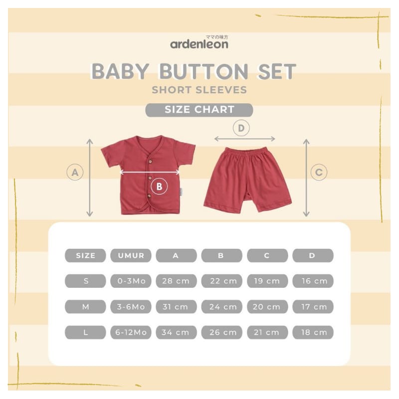 Lakuku - ARDENLEON Baby Button Pendek Polos Short setelan baju celana anak bayi