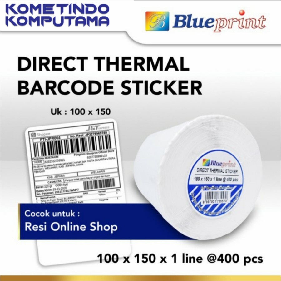 

BLUEPRINT Direct Thermal Stiker / Label Stiker 100x150x1 Line Isi 400